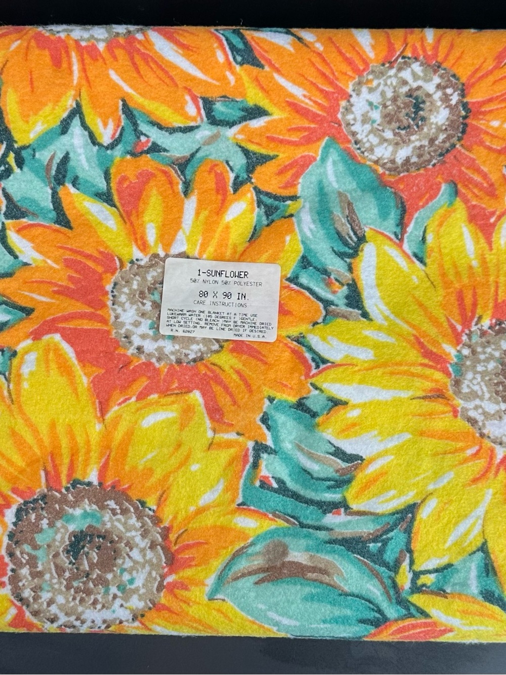 🌻 Vintage Sunflower Blanket – 80” x 90” – Retro Floral 🌻